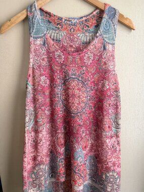 Ginger G Boho Mandala Floral Knit Tank Top Women's L